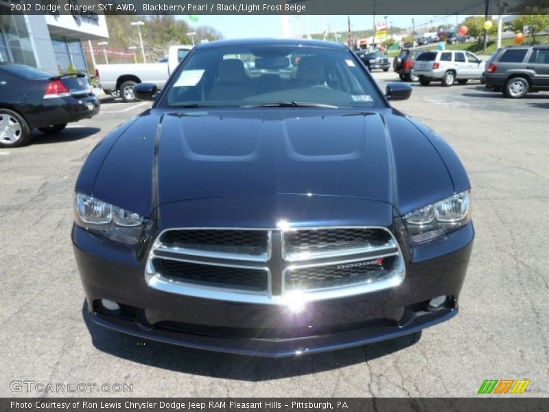 Blackberry Pearl / Black/Light Frost Beige 2012 Dodge Charger SXT AWD