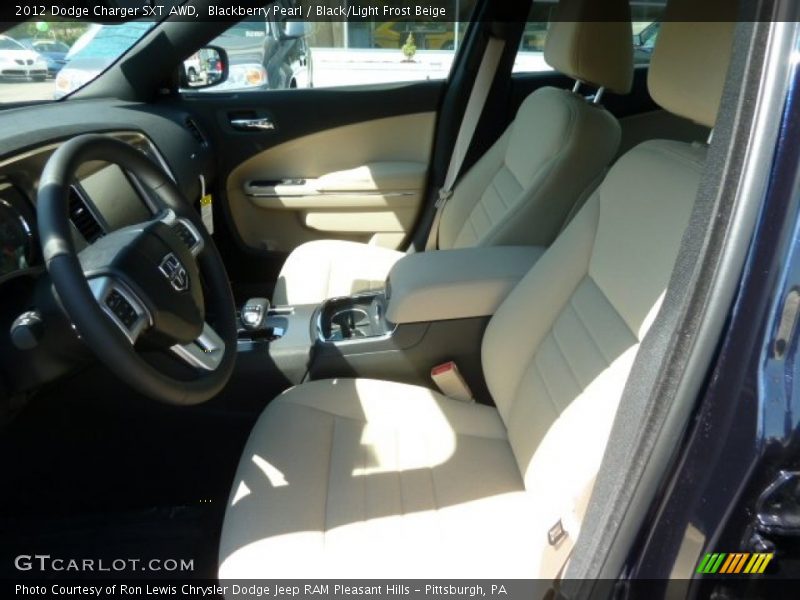 Blackberry Pearl / Black/Light Frost Beige 2012 Dodge Charger SXT AWD