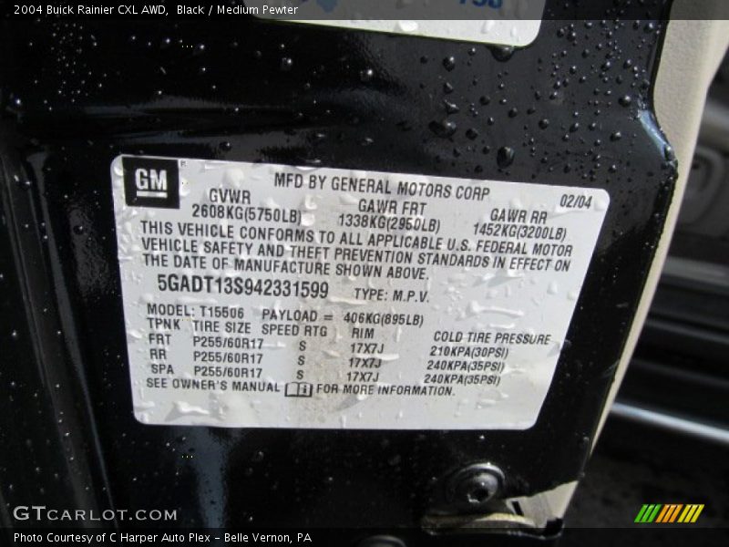 Black / Medium Pewter 2004 Buick Rainier CXL AWD