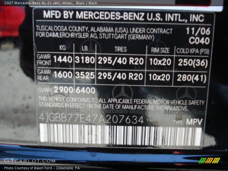 Black / Black 2007 Mercedes-Benz ML 63 AMG 4Matic