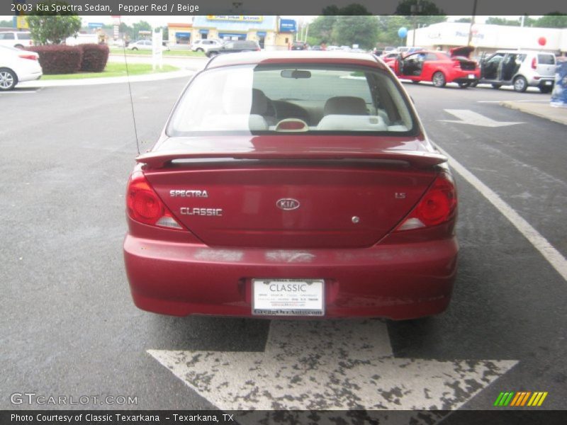 Pepper Red / Beige 2003 Kia Spectra Sedan
