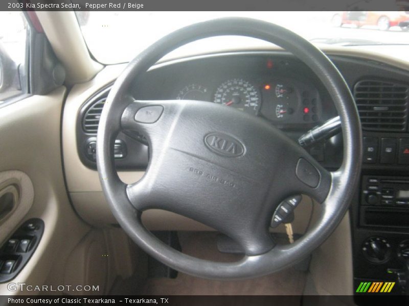 Pepper Red / Beige 2003 Kia Spectra Sedan