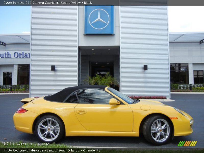 Speed Yellow / Black 2009 Porsche 911 Carrera Cabriolet