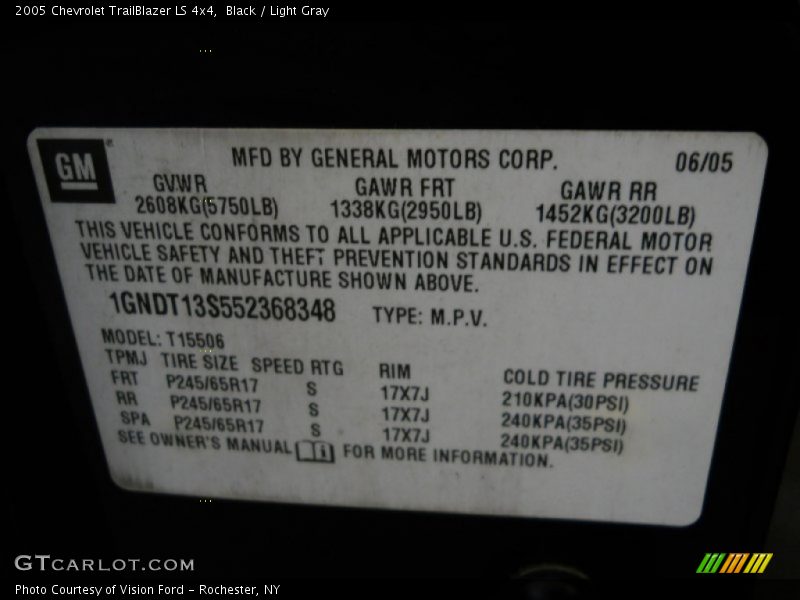 Black / Light Gray 2005 Chevrolet TrailBlazer LS 4x4