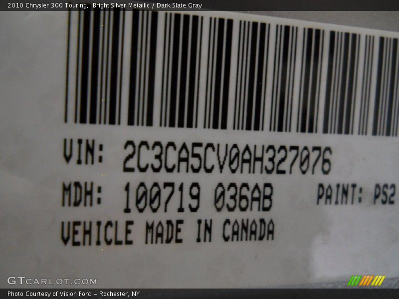 Bright Silver Metallic / Dark Slate Gray 2010 Chrysler 300 Touring