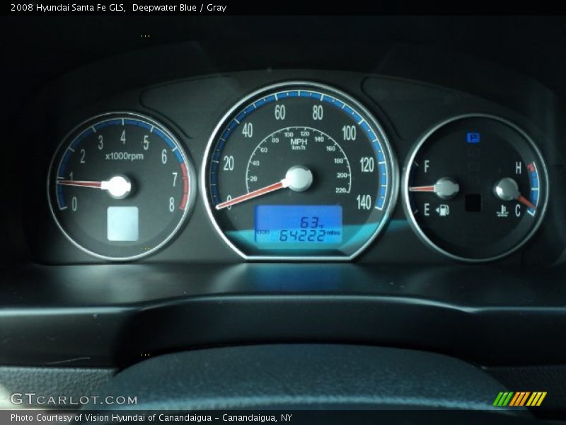 Deepwater Blue / Gray 2008 Hyundai Santa Fe GLS