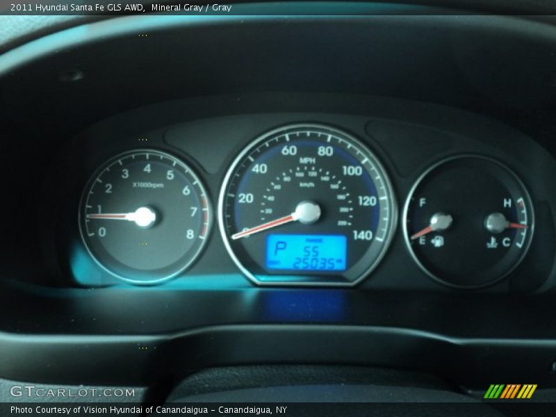 Mineral Gray / Gray 2011 Hyundai Santa Fe GLS AWD