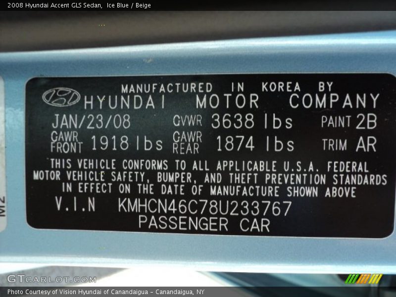 Ice Blue / Beige 2008 Hyundai Accent GLS Sedan
