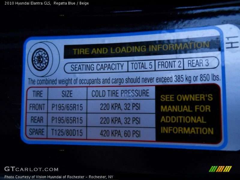 Regatta Blue / Beige 2010 Hyundai Elantra GLS