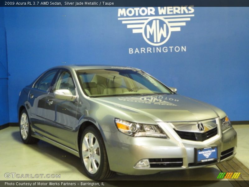 Silver Jade Metallic / Taupe 2009 Acura RL 3.7 AWD Sedan