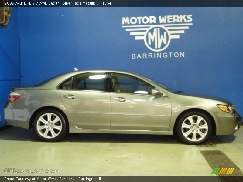 Silver Jade Metallic / Taupe 2009 Acura RL 3.7 AWD Sedan