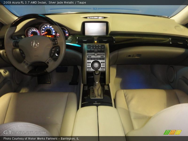 Silver Jade Metallic / Taupe 2009 Acura RL 3.7 AWD Sedan