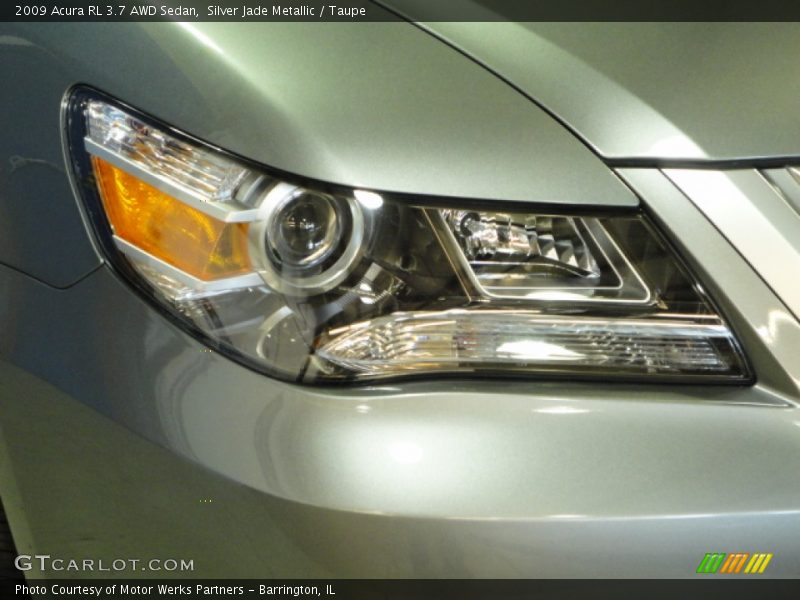Silver Jade Metallic / Taupe 2009 Acura RL 3.7 AWD Sedan