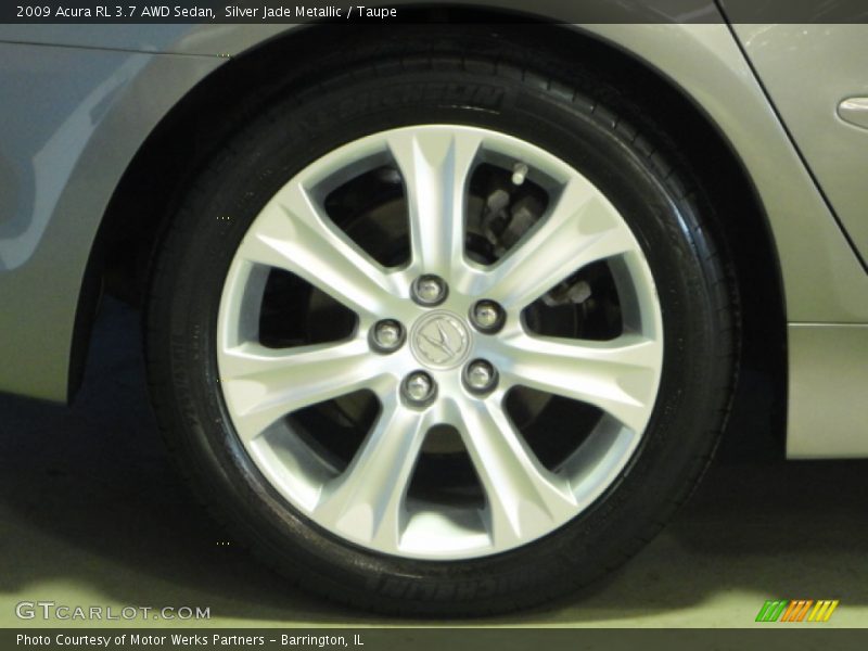 Silver Jade Metallic / Taupe 2009 Acura RL 3.7 AWD Sedan