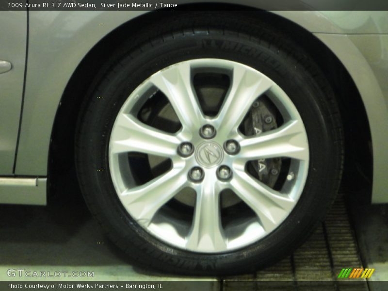 Silver Jade Metallic / Taupe 2009 Acura RL 3.7 AWD Sedan