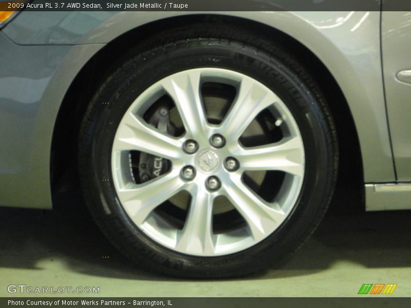 Silver Jade Metallic / Taupe 2009 Acura RL 3.7 AWD Sedan