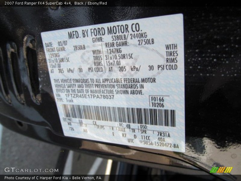 Black / Ebony/Red 2007 Ford Ranger FX4 SuperCab 4x4