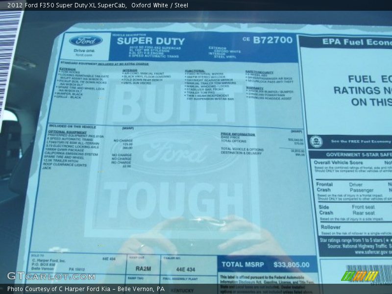 Oxford White / Steel 2012 Ford F350 Super Duty XL SuperCab