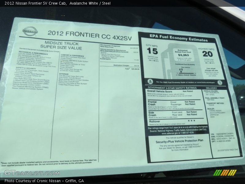 Avalanche White / Steel 2012 Nissan Frontier SV Crew Cab