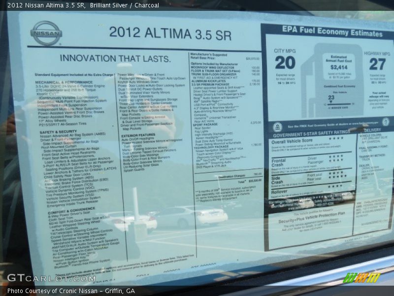 Brilliant Silver / Charcoal 2012 Nissan Altima 3.5 SR
