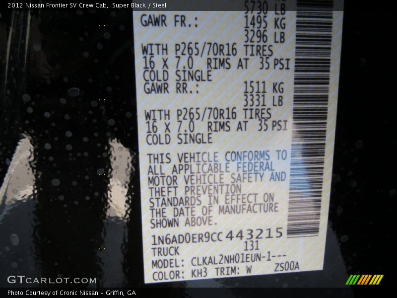 Super Black / Steel 2012 Nissan Frontier SV Crew Cab
