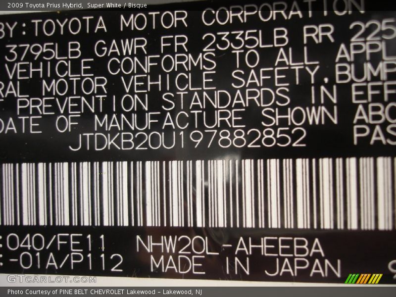 Super White / Bisque 2009 Toyota Prius Hybrid