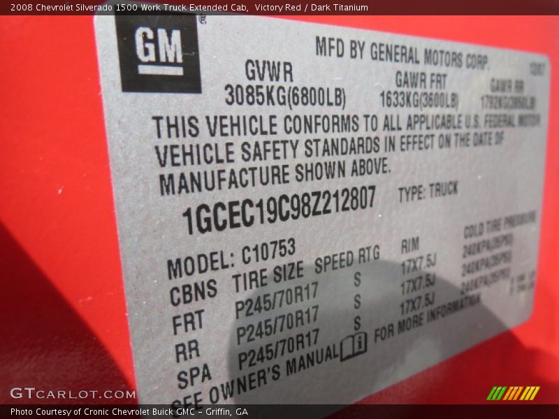 Victory Red / Dark Titanium 2008 Chevrolet Silverado 1500 Work Truck Extended Cab