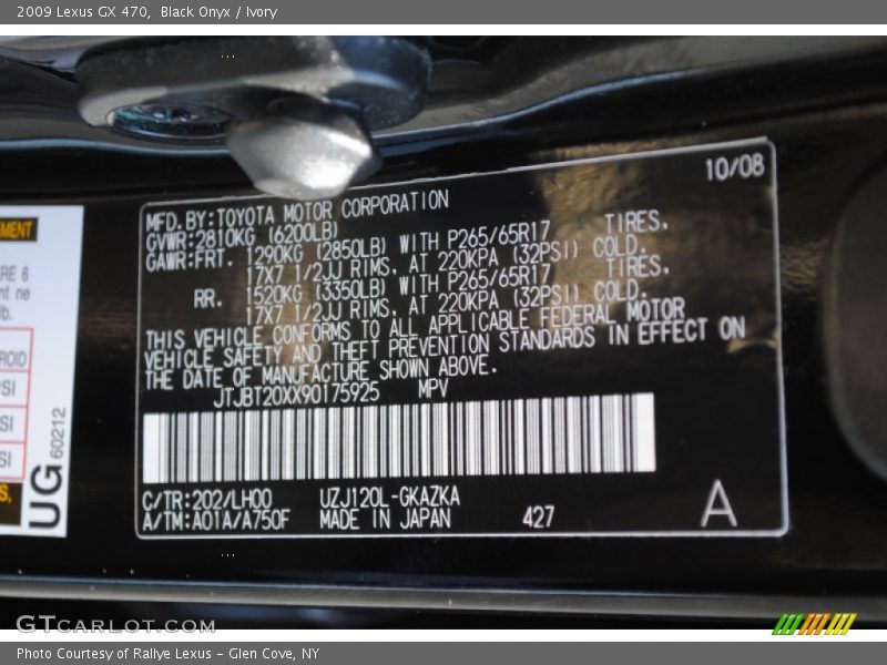 Black Onyx / Ivory 2009 Lexus GX 470
