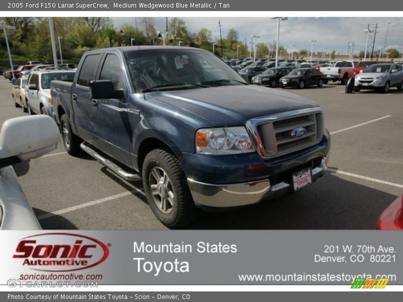 Medium Wedgewood Blue Metallic / Tan 2005 Ford F150 Lariat SuperCrew