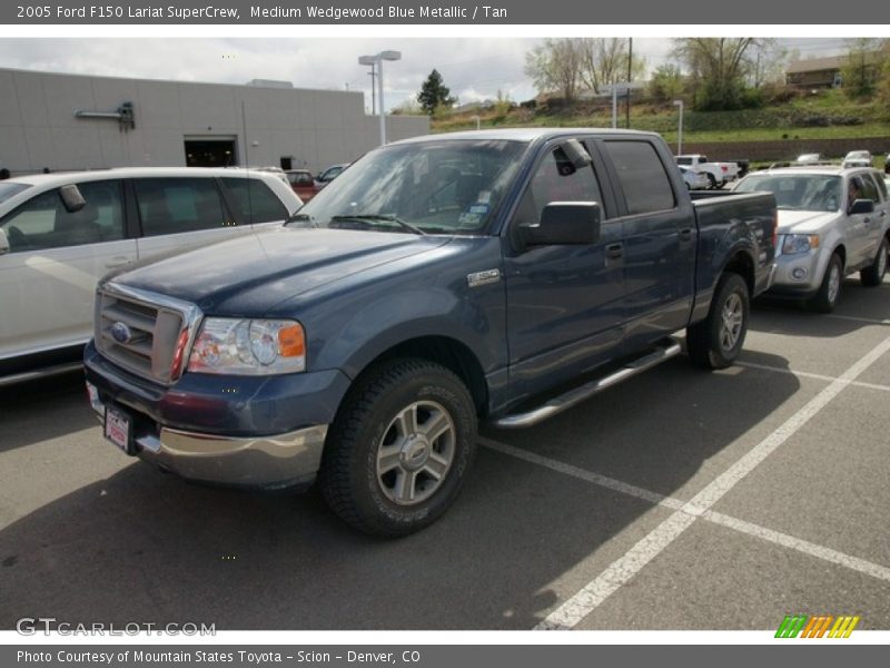 Medium Wedgewood Blue Metallic / Tan 2005 Ford F150 Lariat SuperCrew