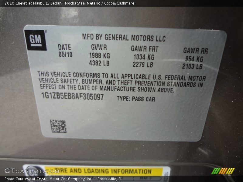 Mocha Steel Metallic / Cocoa/Cashmere 2010 Chevrolet Malibu LS Sedan