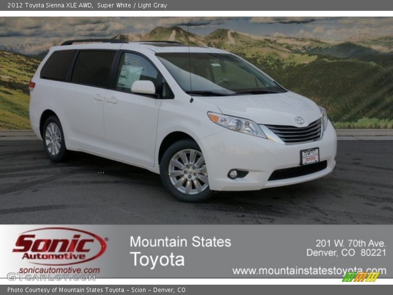 Super White / Light Gray 2012 Toyota Sienna XLE AWD