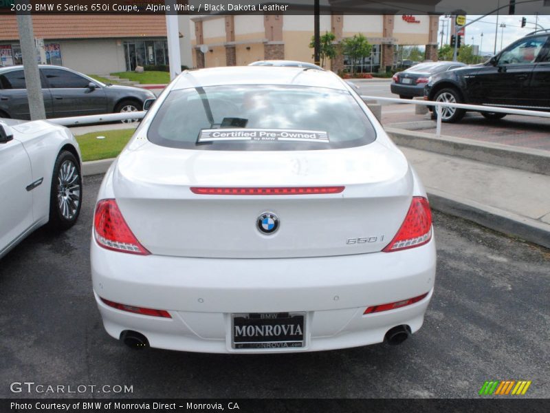 Alpine White / Black Dakota Leather 2009 BMW 6 Series 650i Coupe