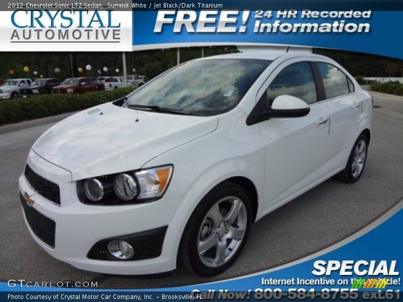 Summit White / Jet Black/Dark Titanium 2012 Chevrolet Sonic LTZ Sedan