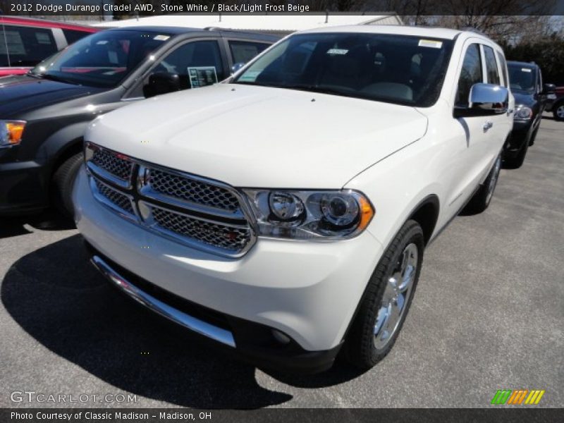 Stone White / Black/Light Frost Beige 2012 Dodge Durango Citadel AWD