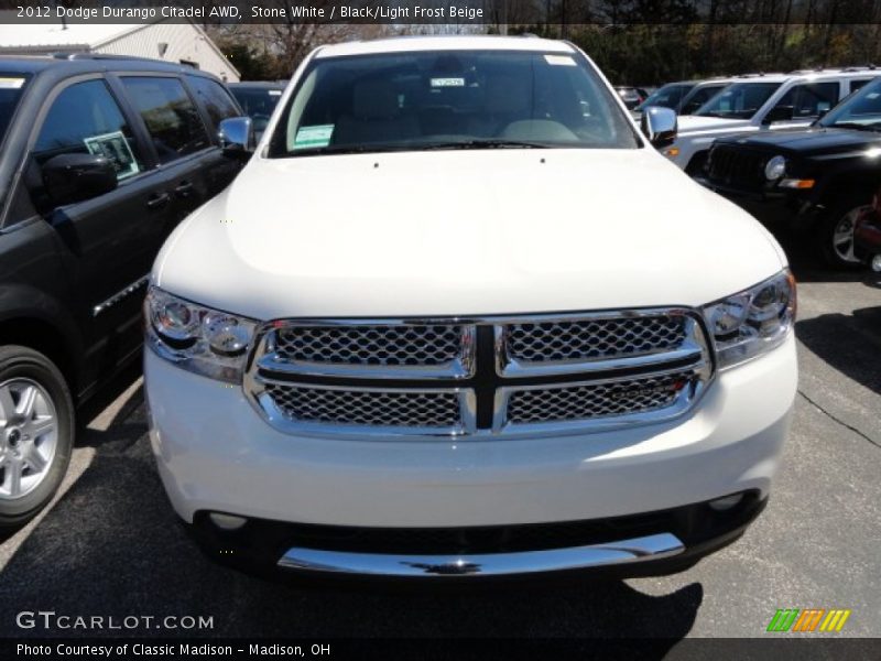 Stone White / Black/Light Frost Beige 2012 Dodge Durango Citadel AWD