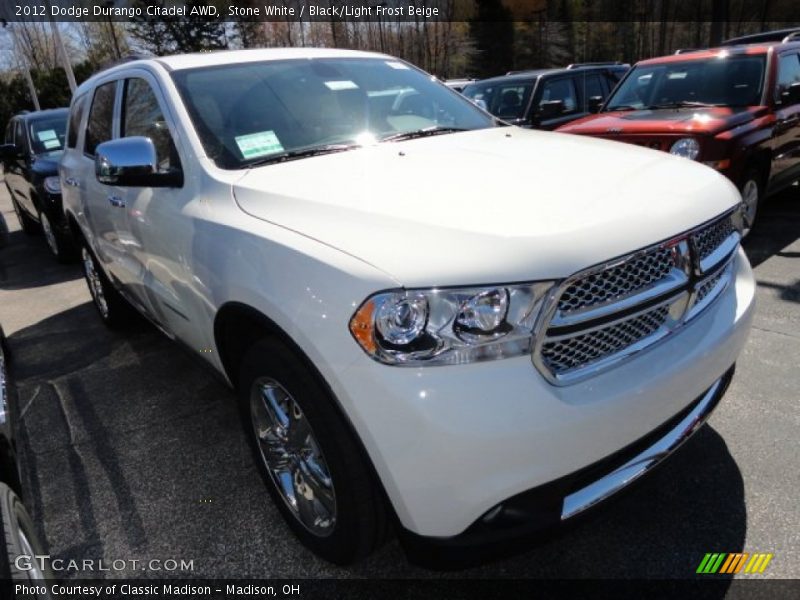 Stone White / Black/Light Frost Beige 2012 Dodge Durango Citadel AWD