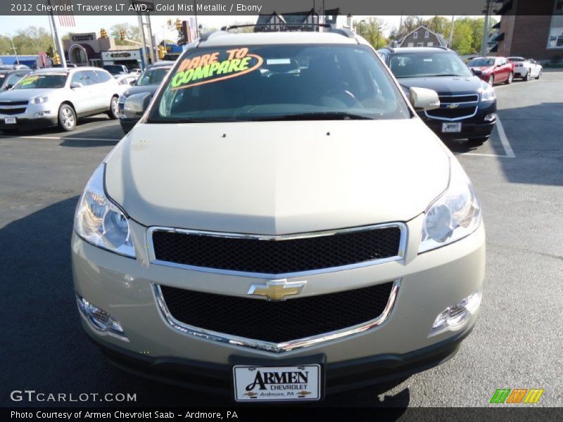 Gold Mist Metallic / Ebony 2012 Chevrolet Traverse LT AWD