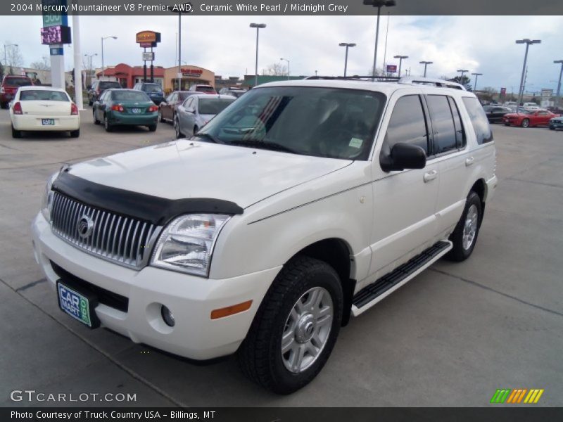 Ceramic White Pearl / Midnight Grey 2004 Mercury Mountaineer V8 Premier AWD