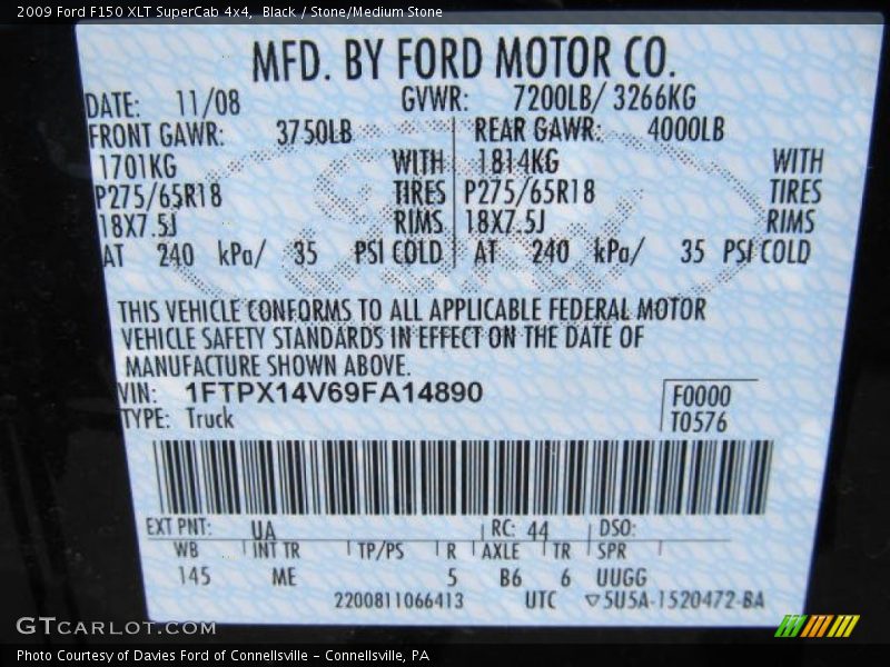 Black / Stone/Medium Stone 2009 Ford F150 XLT SuperCab 4x4