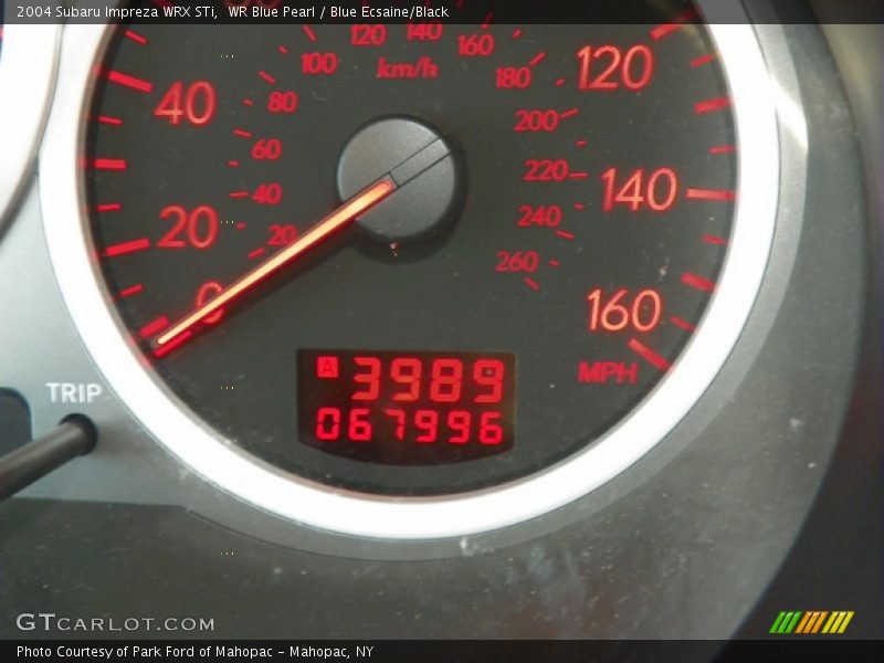 WR Blue Pearl / Blue Ecsaine/Black 2004 Subaru Impreza WRX STi