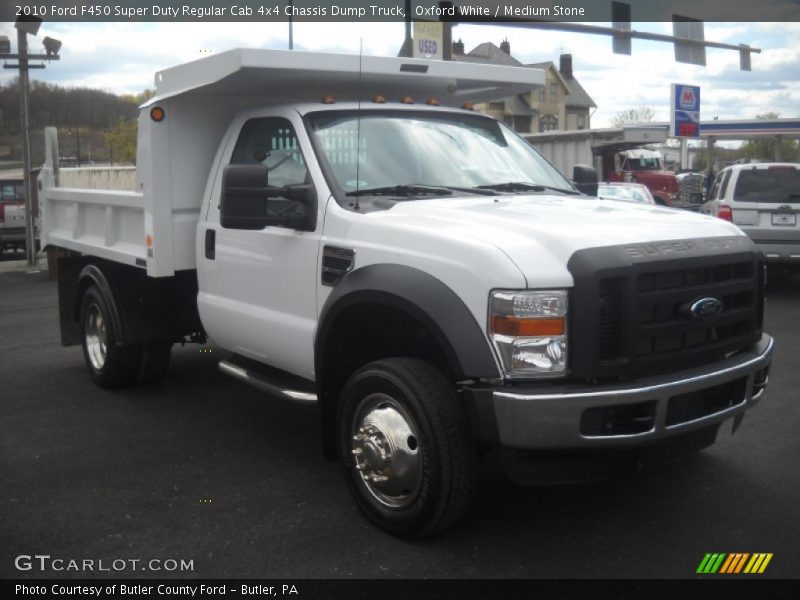 Oxford White / Medium Stone 2010 Ford F450 Super Duty Regular Cab 4x4 Chassis Dump Truck