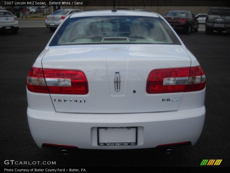 Oxford White / Sand 2007 Lincoln MKZ Sedan
