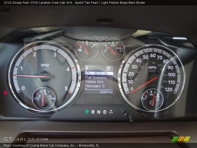 Austin Tan Pearl / Light Pebble Beige/Bark Brown 2010 Dodge Ram 3500 Laramie Crew Cab 4x4