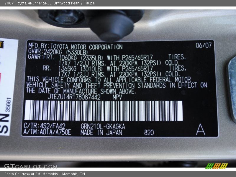 Driftwood Pearl / Taupe 2007 Toyota 4Runner SR5