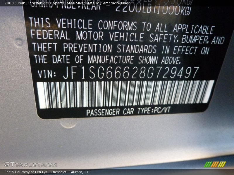 Steel Silver Metallic / Anthracite Black 2008 Subaru Forester 2.5 X Sports