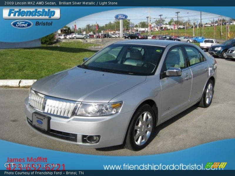 Brilliant Silver Metallic / Light Stone 2009 Lincoln MKZ AWD Sedan
