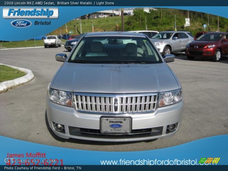 Brilliant Silver Metallic / Light Stone 2009 Lincoln MKZ AWD Sedan