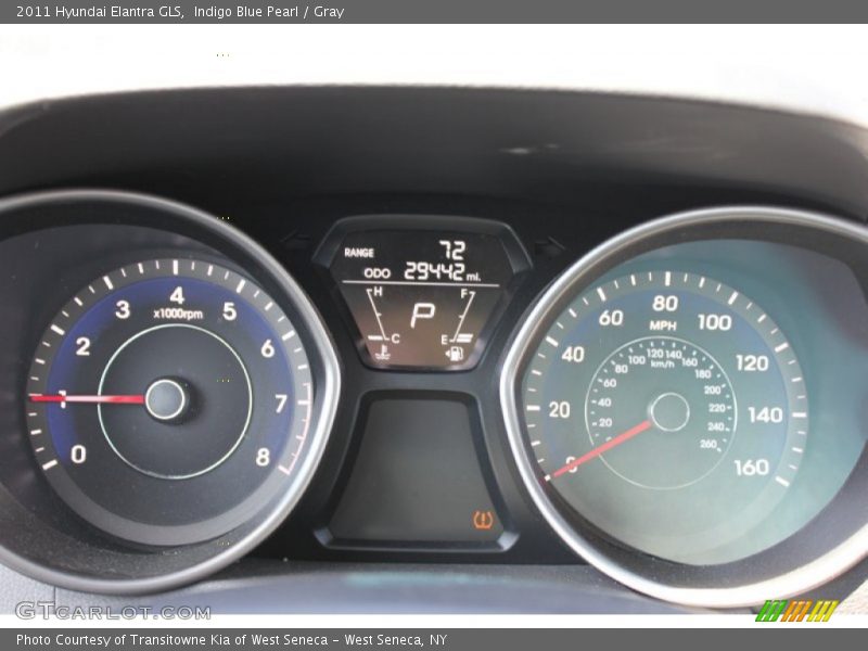 Indigo Blue Pearl / Gray 2011 Hyundai Elantra GLS