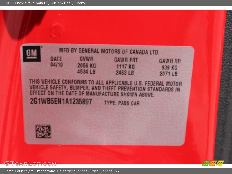 Victory Red / Ebony 2010 Chevrolet Impala LT